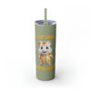 "Just Smile and Be Happy" Skinny Tumbler with Straw, 20oz - Image 2
