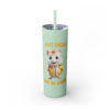"Just Smile and Be Happy" Skinny Tumbler with Straw, 20oz - Image 3